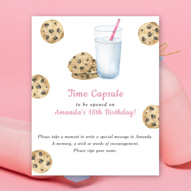 Poster Cápsula do tempo de biscoitos e leite 1º aniversár (Criador carregado)