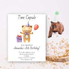 Poster Cápsula do tempo do urso 1º aniversário neutro em 