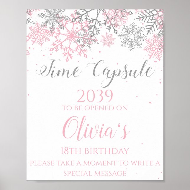 Poster Cápsula do Tempo Winter ONEderland Rosa Prata (Frente)
