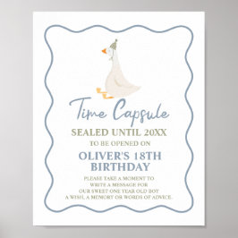 Poster Cápsula Horária bobo primeiro aniversario Verde Az