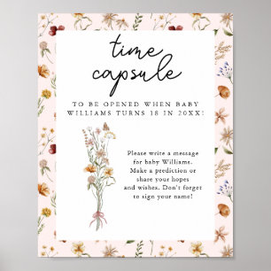 Poster Cápsula Horária de Chá de fraldas Rosa Pequeno