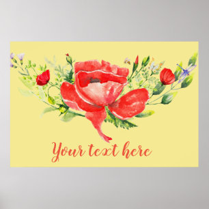 Poster Cápsulas Vermelhas de Aquarela Personalizadas