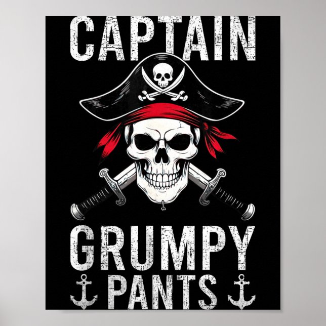 Poster Captain Mpy Pants Rate Humor Skull Graphic  (Frente)