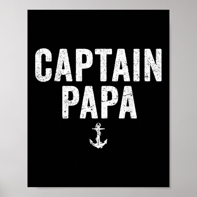 Poster Captain Papa Pontoon Boat Lake Fishing Boating Sai (Frente)