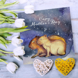 Poster Captar Dia de as mães Cute Capybara Baby & Mãe Per