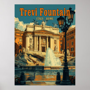 Poster Captivando a fonte Trevi, Roma - Vintage