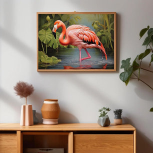 Poster Captivando a pintura Vintage Flamingo AI-Art