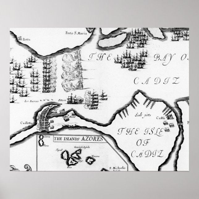 Poster Captura de Cádis em 1596 (Engrave) (Frente)