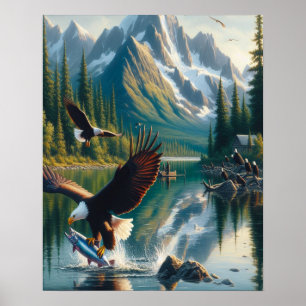 Poster Capturando peixe majestoso no nascer do sol 16x20