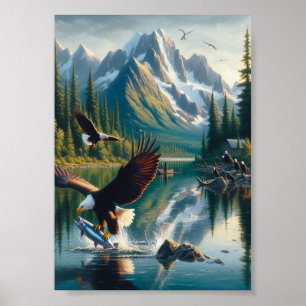 Poster Capturando peixes majestosos no nascer do sol 5x7