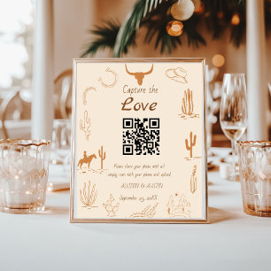 Poster Capturar amor Código QR Botas de cowboy ocidentais