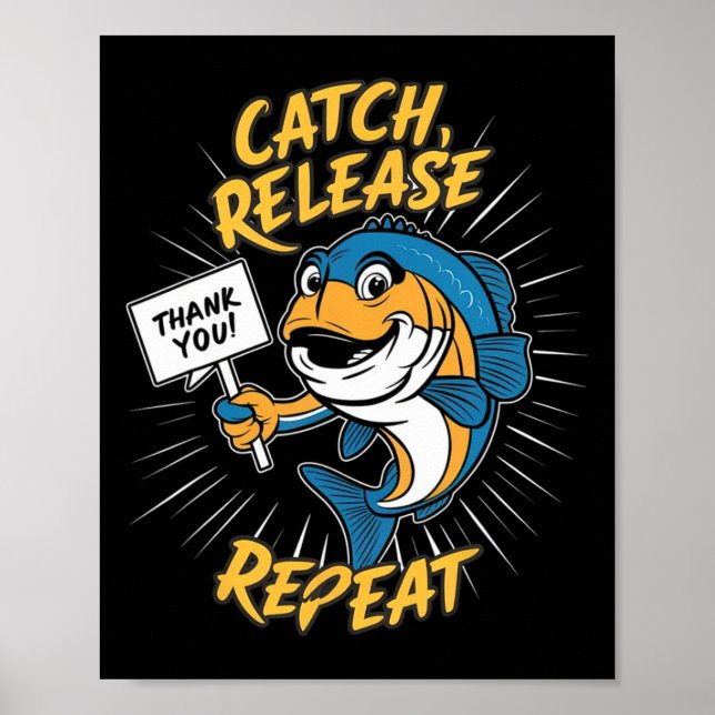 Poster Capturas E Libertação De Pesca Engraçada (Frente)