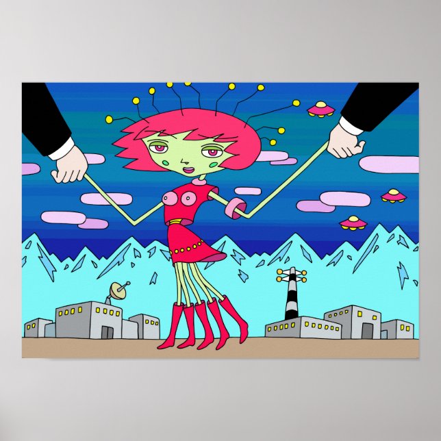 Poster Capturou alienígena desconhecido. (Frente)