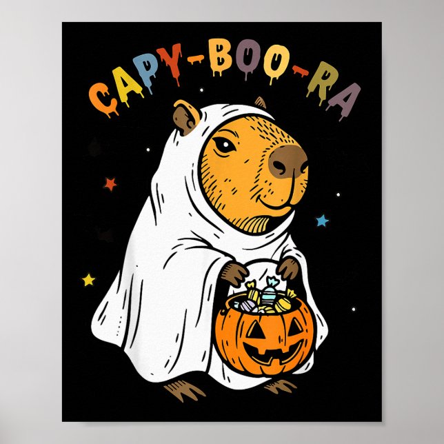 Poster Capy-boo-ra Cappy Halloween Funny Capybara Costume (Frente)