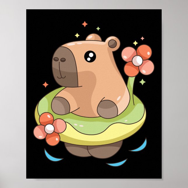 Poster Capy Capybara Floatie Funny Xmas Em Julho, Garotas (Frente)