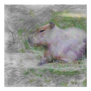Pôster capybara animal artístico