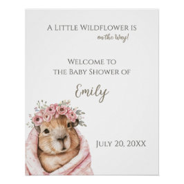 Pôster Capybara Baby Shower • Wildflower Sign