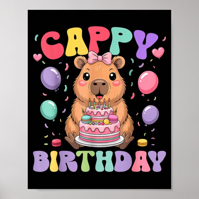 Poster Capybara Birthday Girls Funny Birthday Kids Boys G (Frente)