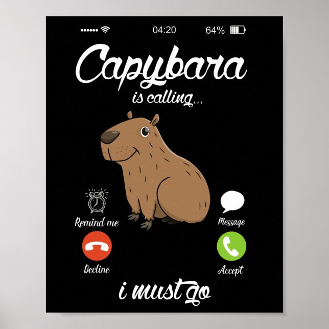 Poster Capybara Chama Capibara Rodent Amante de os animai (Frente)