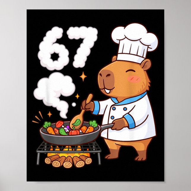 Poster Capybara Chef 67 Six Seven Funny Brain Rot Meme Gr (Frente)