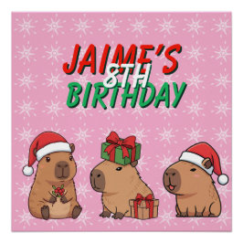Pôster Capybara Christmas Holiday Birthday