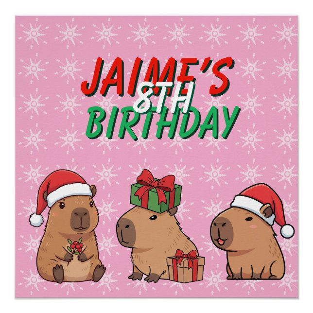 Pôster Capybara Christmas Holiday Birthday (Frente)