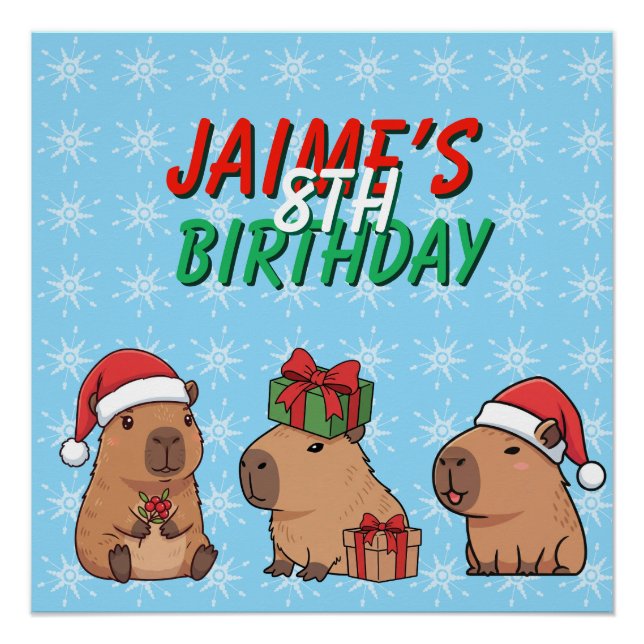 Pôster Capybara Christmas Holiday Birthday (Frente)