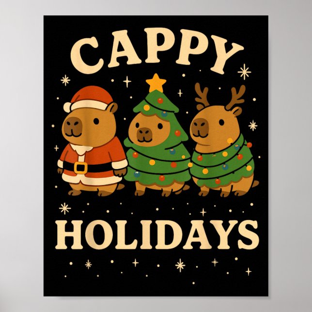 Poster Capybara Christmas Shirt, Funny Capy Holidays  (Frente)