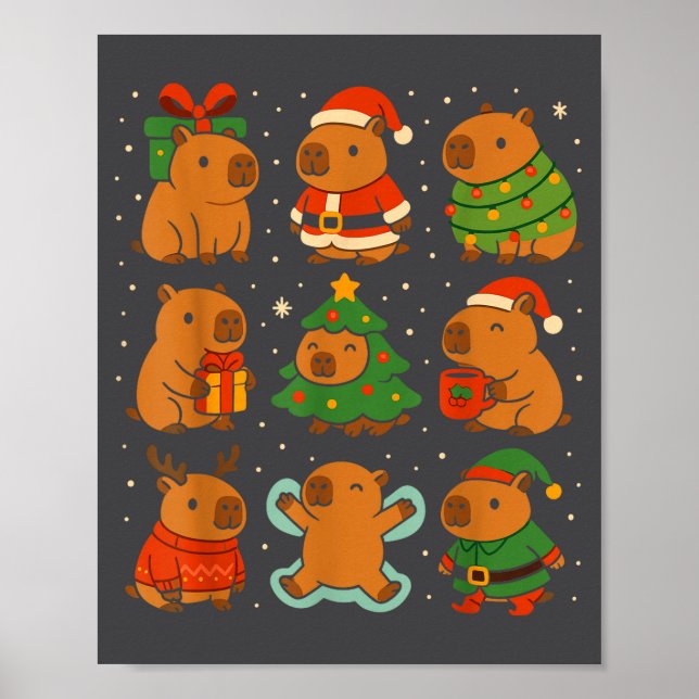 Poster Capybara Christmas Shirt, Funny Capy Holidays  (Frente)