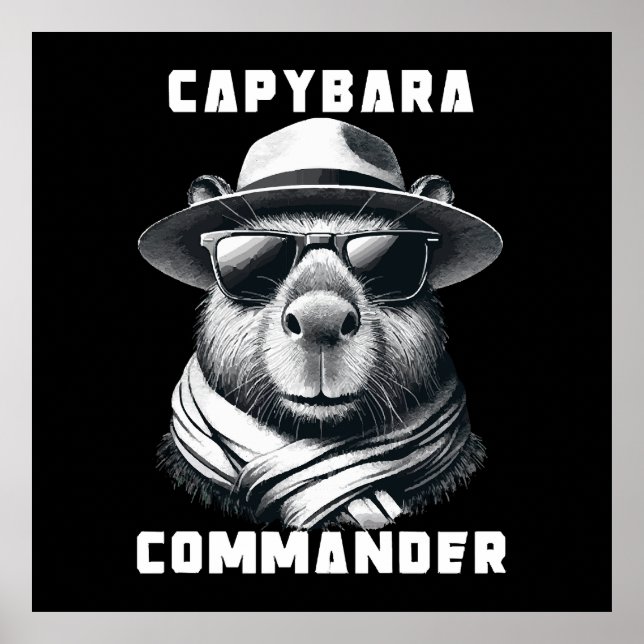 Poster Capybara Com Óculos Solares Comandante (Frente)