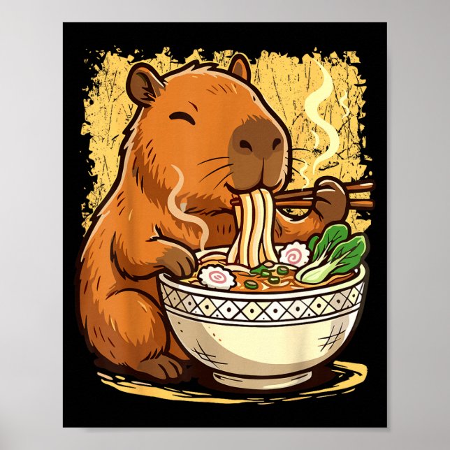 Poster Capybara Eating Ramen Noodles  (Frente)