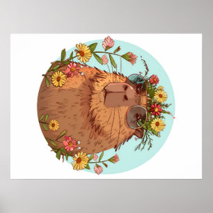 Poster Capybara em óculos de sol Summertime