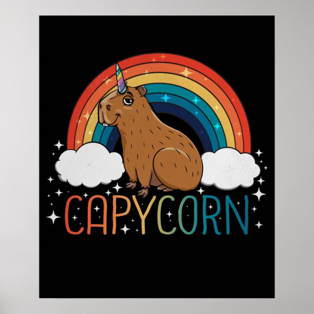 Poster Capybara Gift Girls Unicorn Rainbow Capybara (Frente)