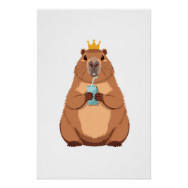 Pôster Capybara King Poster, Cute Animal Wall Art for Kid