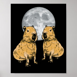 Poster Capybara Moon Funny Capybaras