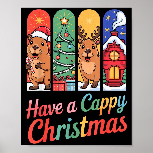 Poster Capybara Reindeer Xmas Have A Capy Christmas  (Frente)
