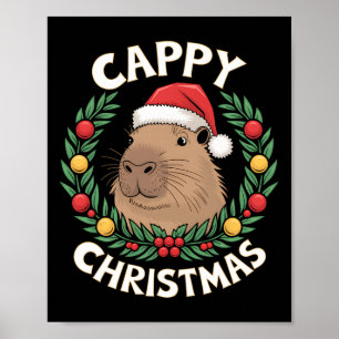 Poster Capybara Santa Clause Cristo Engraçado de Natal
