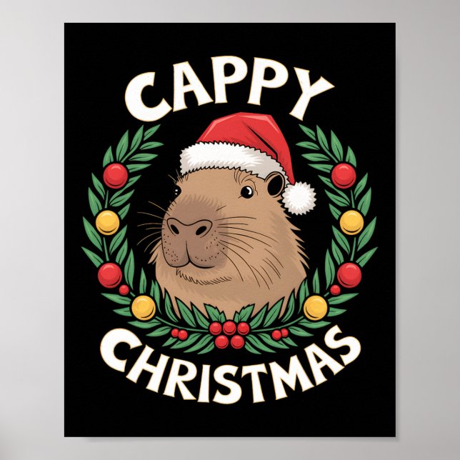 Poster Capybara Santa Clause Cristo Engraçado de Natal (Frente)