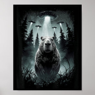 Poster Capybara Selfie Com Alienígena Ufo Funny Capybara