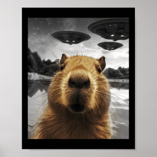 Poster Capybara Selfie Funny Xmas Animal Graphic Capybara