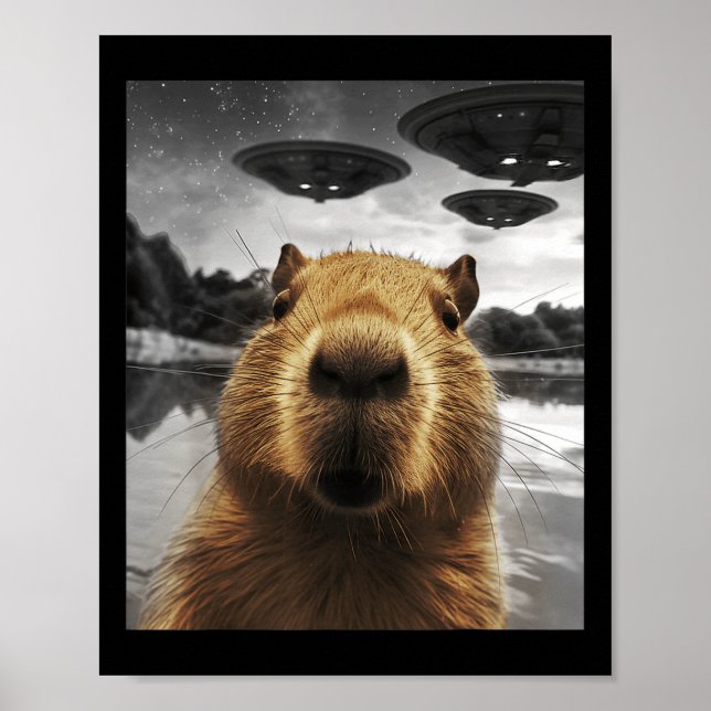 Poster Capybara Selfie Funny Xmas Animal Graphic Capybara (Frente)