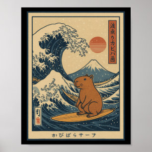 Poster Capyra Calmamente Surfando A Grande Onda _1
