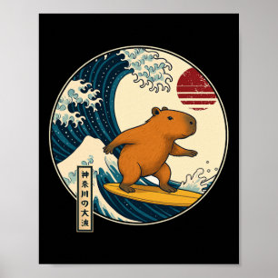 Poster Capyra Japonês Kanagawa Onda Surf Japão Meninos G