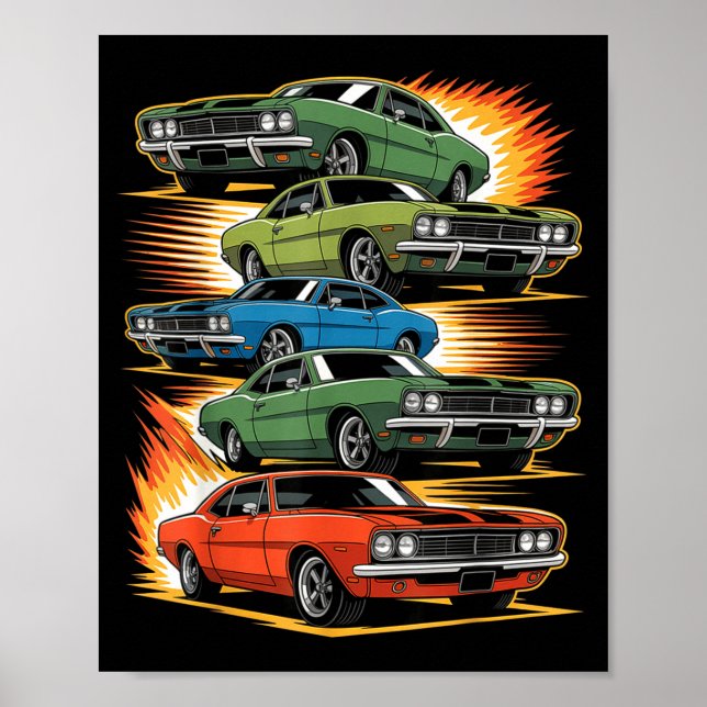 Poster Car Madness Muscle Hotrods And Clic Vintage  (Frente)