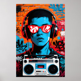 Poster Cara com Óculos Vermelhos Pop Art