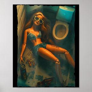 Poster Cara de boneca bebendo meme engraçado nojento
