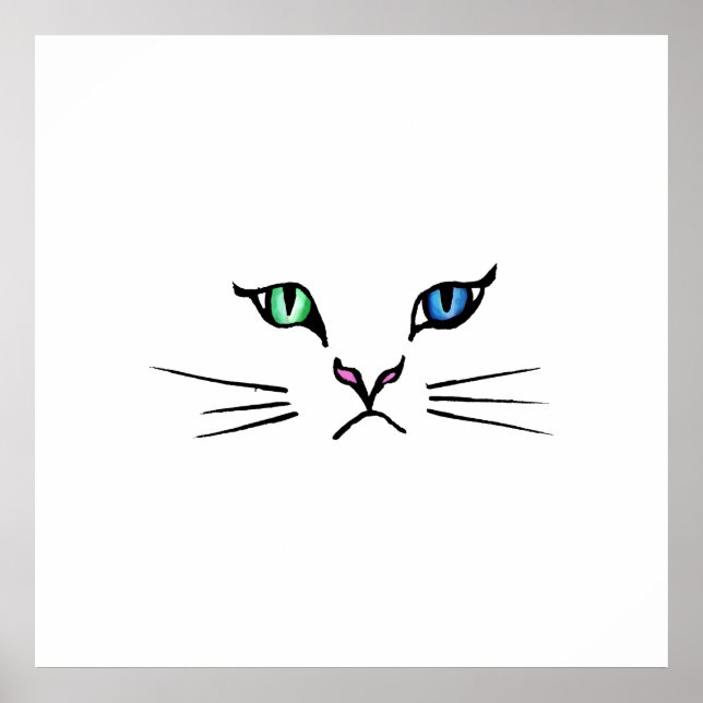 Poster Cara De Gatinho Desenhado Com Mão Bonita (Frente)