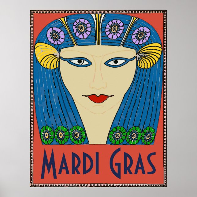 Poster Cara de Mulher Mardi Gras (Frente)