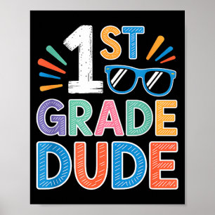 Poster cara do 1º ano de volta à escola aluno da primeira