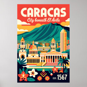 Poster Caracas Venezuela Retro Viagem Antiga